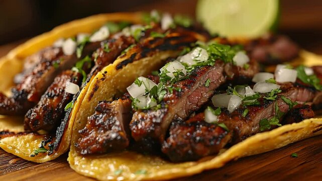 Delicious Street Tacos A Mexican Food Background, the perfect background for a food festival or restaurant menu.