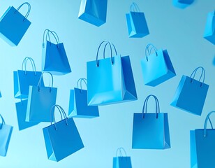 Floating blue shopping bags