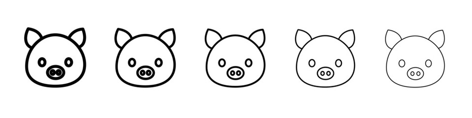 Pig face icon vector thin outline style sign