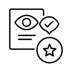 Document scrutiny with eye icon and verification symbols  