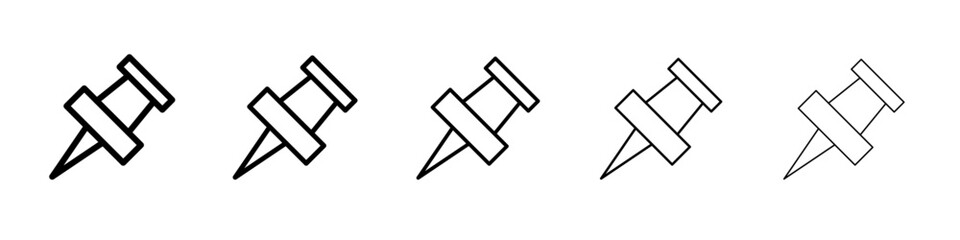 Push pin icon vector thin outline style sign