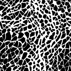 Abstract black and white seamless pattern with irregular spots - hand drawn vector illustration.