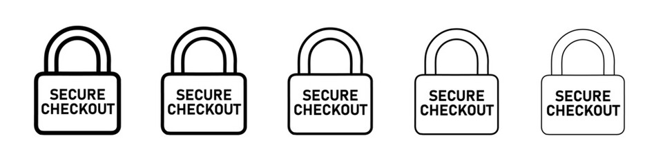 secure checkout icon vector thin outline style sign