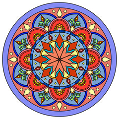 mandala round ornament, Circular pattern , vibrant mandala bursts with color and intricate detail, Vintage decorative elements. Oriental pattern, vector illustration, ornament in ethnic oriental style