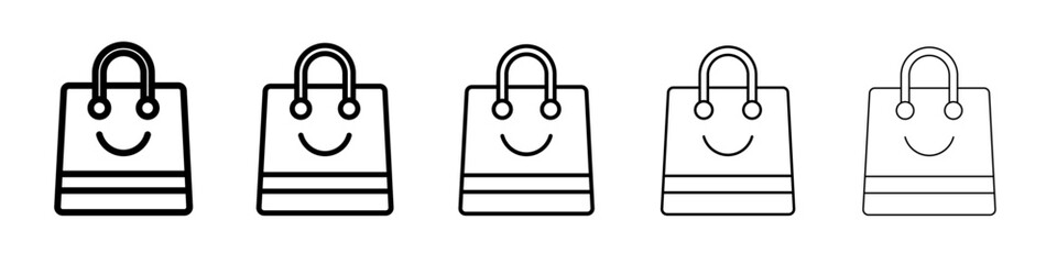 shopping bag icon vector thin outline style sign