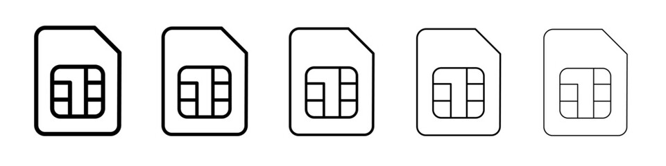 sim card icon vector thin outline style sign