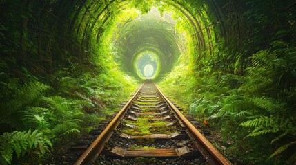 Nature tunnel railway track