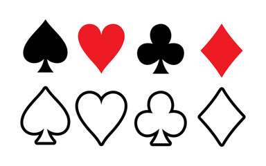 Playing Card Suit Icons – Poker Game Vector Set