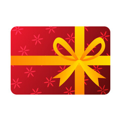 Festive Gift Card with Ribbon and Flower Pattern Design