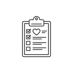 Checklist with heart symbol on clipboard for health tracking  