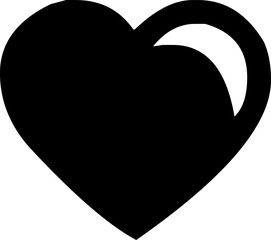 The image shows a black heart shape with a white crescent detail on the upper right, adding depth or shine effect. © Pictures