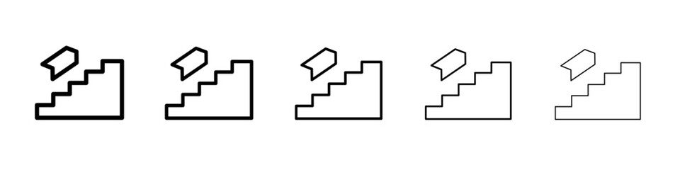 stairs down icon vector thin outline style sign