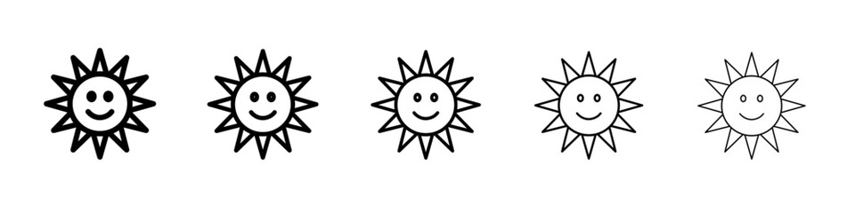 sun icon vector thin outline style sign