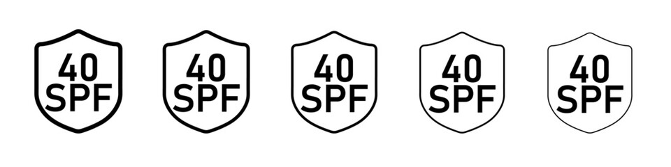 Sun protection factor 40 icon vector thin outline style sign