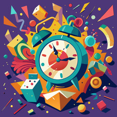 Obraz premium Abstract Alarm Clock with Geometric Shapes