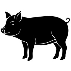 Black pig silhouette illustration on white background