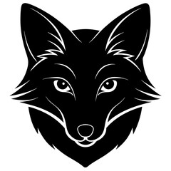 fox head vector silhouette on white background