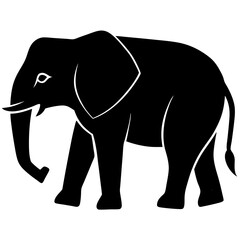 Minimalist elephant silhouette vector on white background
