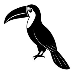 Black silhouette toucan bird on white background