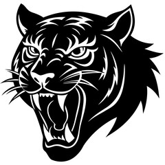 tiger head vector silhouette on white background