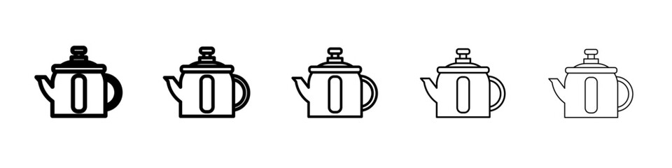 tea pot icon vector thin outline style sign