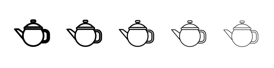tea pot icon vector thin outline style sign