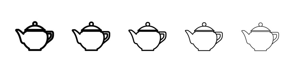 tea pot icon vector thin outline style sign