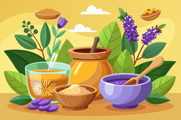 Herbal Remedies and Natural Ingredients Display