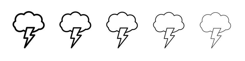Thunder lightning icon vector thin outline style sign