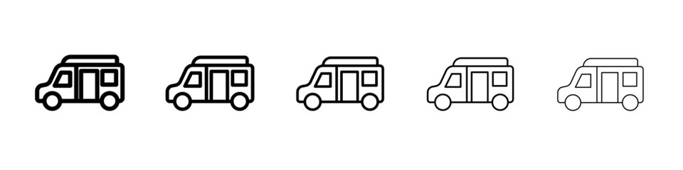 van icon vector thin outline style sign