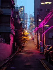 Obraz premium Neon sign alley in Seoul backgrounds