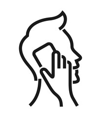 Talking person with phone - icon in bold line