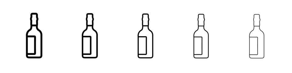 wine bottle icon vector thin outline style sign