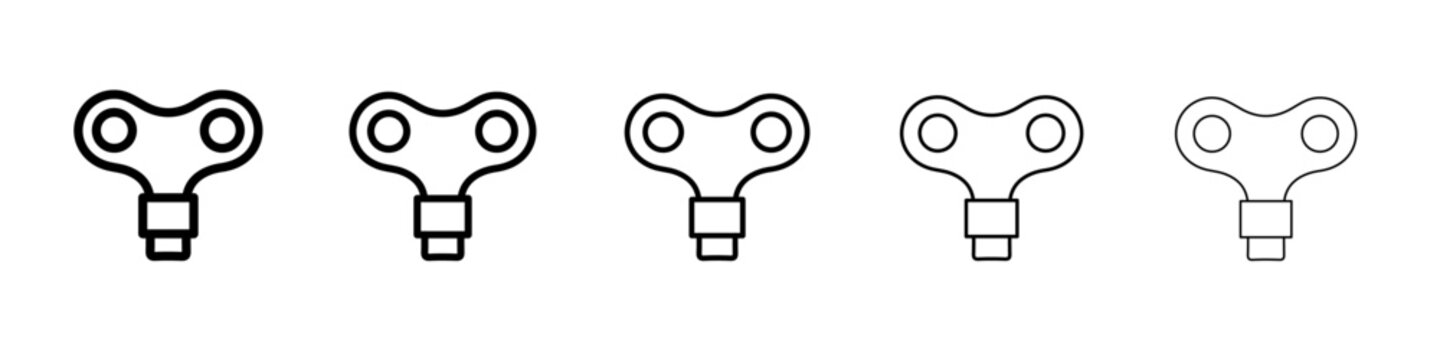 Wind up key icon vector thin outline style sign