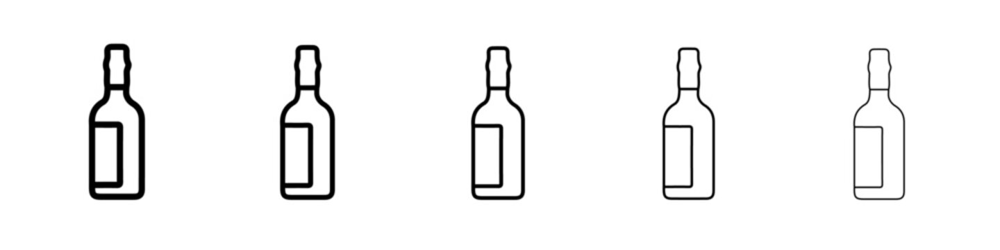 wine bottle icon vector thin outline style sign