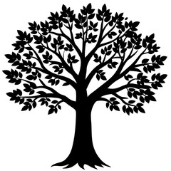 Obraz premium Bold Trunk Tree Silhouette for Nature Prints on White Background