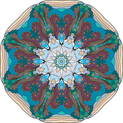 Colorful cute Mandala. Decorative unusual round ornaments.