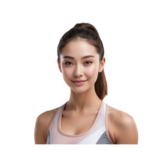 Confident and Healthy Young Asian Woman in Sports Bra
