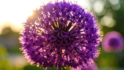 Obraz premium Stunning Purple Flower Close-Up Under Soft Sunlight Glow