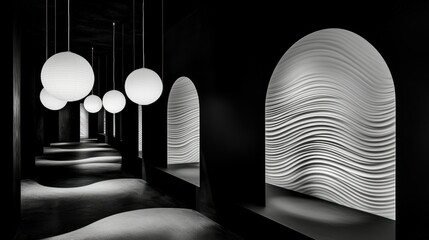 A modern hallway showcasing architectural design and ambient lighting