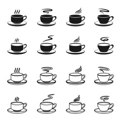 coffee cup icon set vector illustration isolated on white background.