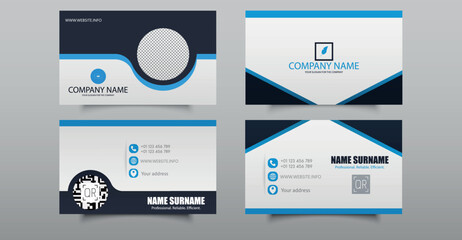 Business Card Template Set for Stock - Clean Modern Corporate Design. Professional business card template set designed Includes four modern layouts with clean design.