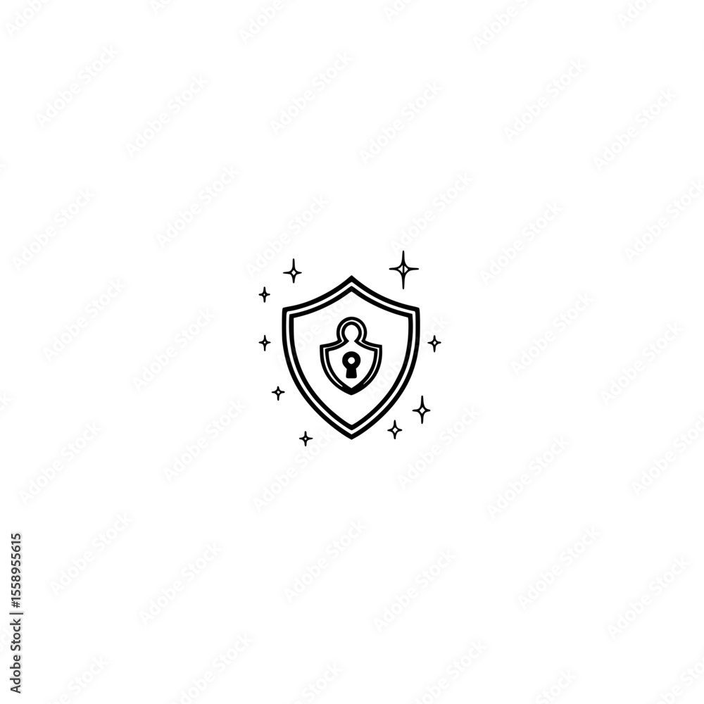Poster secure connection icon in flat vector style for cybersecurity network and data protection