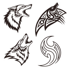 Obraz premium Tribal wolf tattoo design with bold black silhouette and animal symbolism