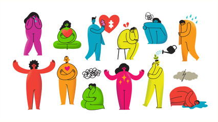 Take care of your body, take care of your health and mind. Increase awareness of mental health. Mental Health Awareness Month. Control, Prevention campaign and protection.