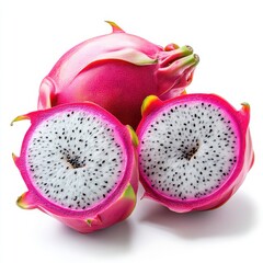 Sliced Dragon Fruit on White Background Showing Intricate Texture