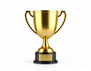 Gold trophy mock up isolated on white background