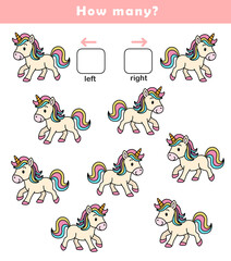 Left and right position worksheet. Educational worksheet for preschool kids. Educational game to learn left and right.