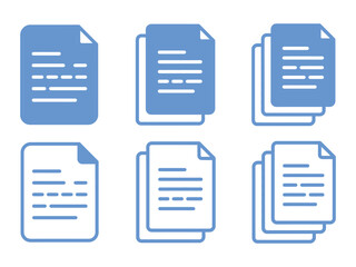 A blue document icon represents files and pages isolated on white background