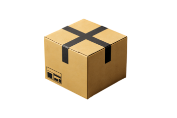 Simple illustration of a cardboard box, ready for shipping.